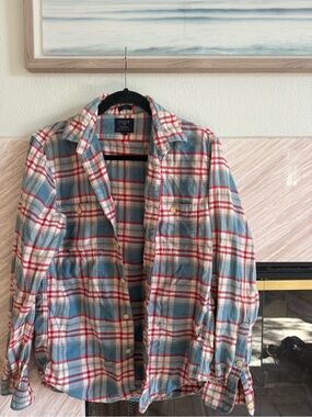 J. Crew Blue and Red Plaid Flannel Shirt